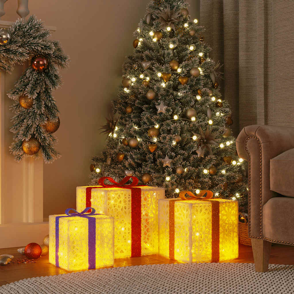 Boîtes de Noël lumineuses 3 pcs 64 LED blanc chaud - XIOS