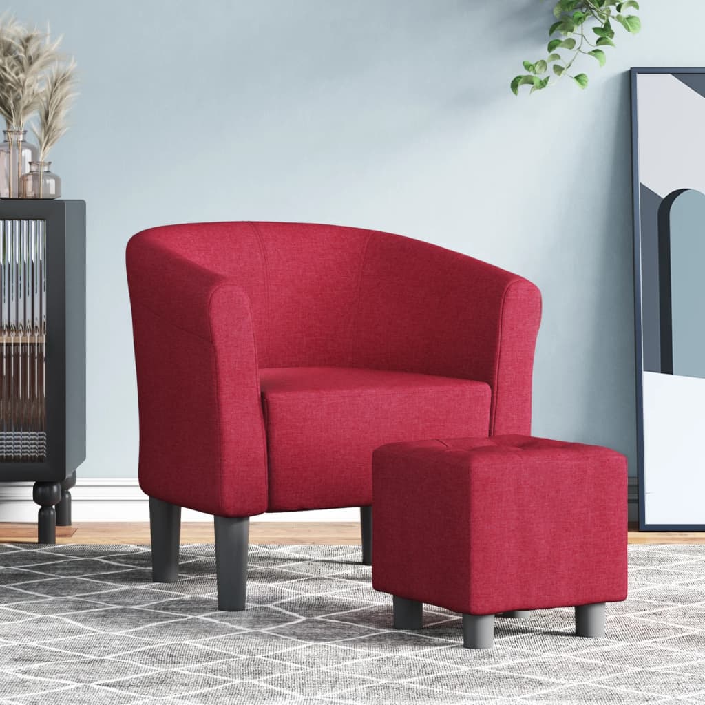 Chaise cabriolet avec repose-pied rouge bordeaux tissu - XIOS