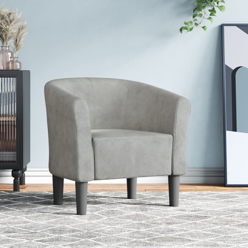 Chaise cabriolet gris clair velours - XIOS