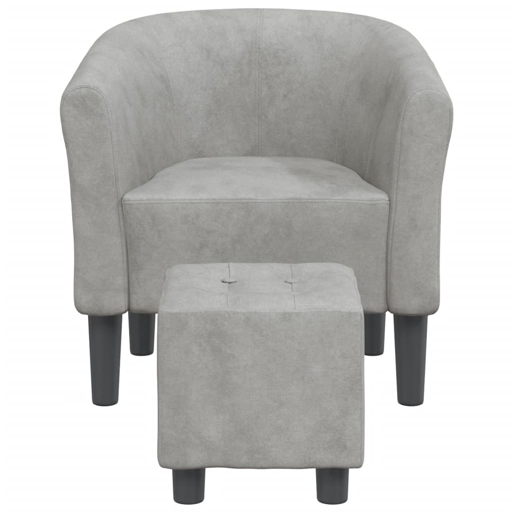 Chaise cabriolet avec repose-pied gris clair velours - XIOS