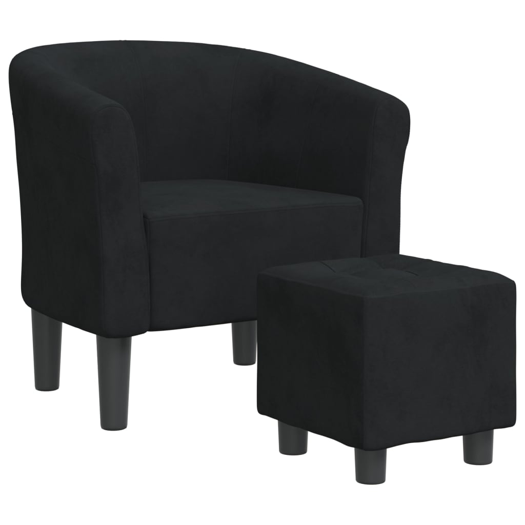Chaise cabriolet avec repose-pied noir velours - XIOS