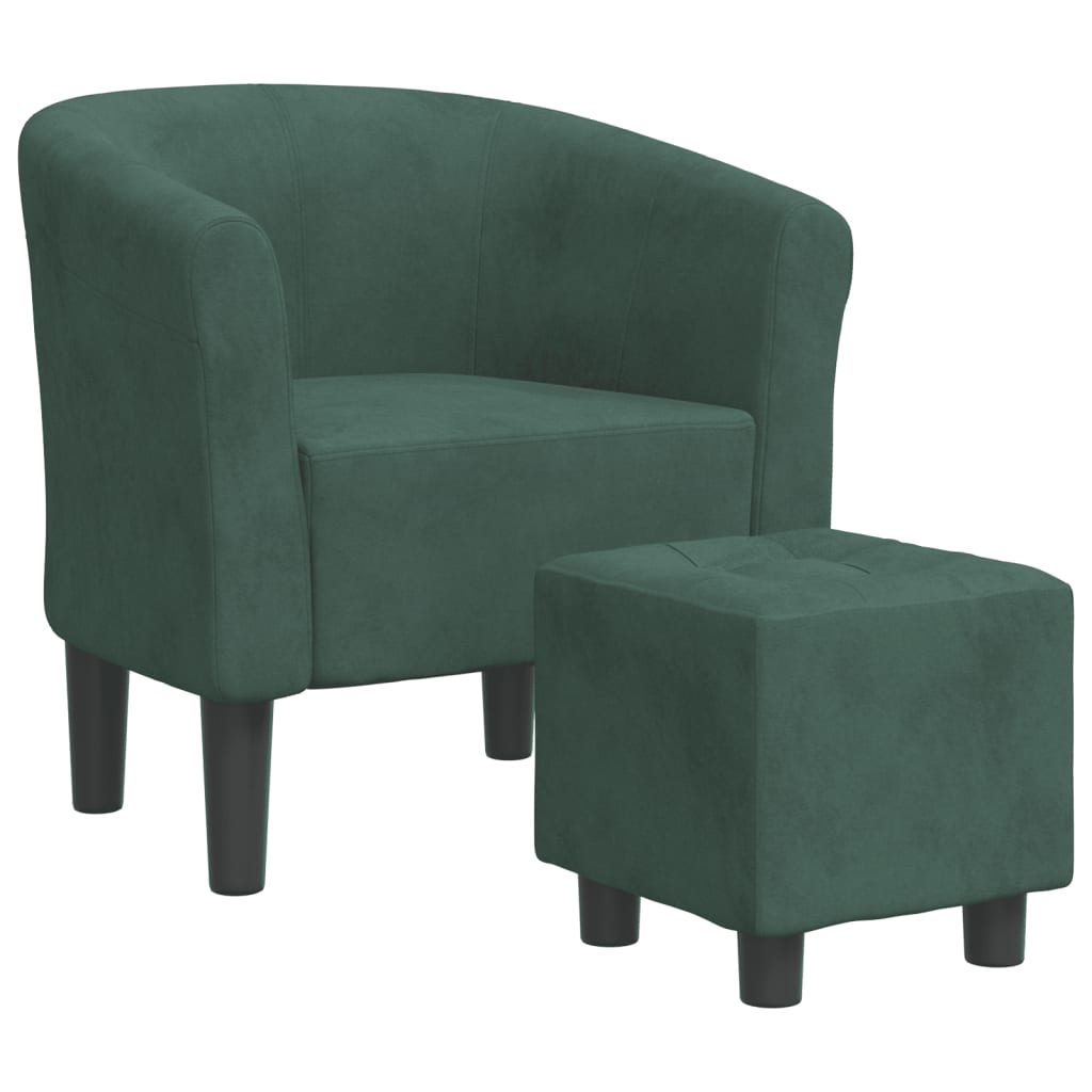 Chaise cabriolet avec repose-pied vert foncé velours