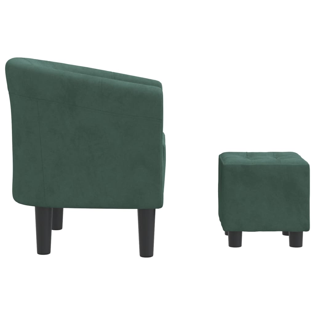 Chaise cabriolet avec repose-pied vert foncé velours