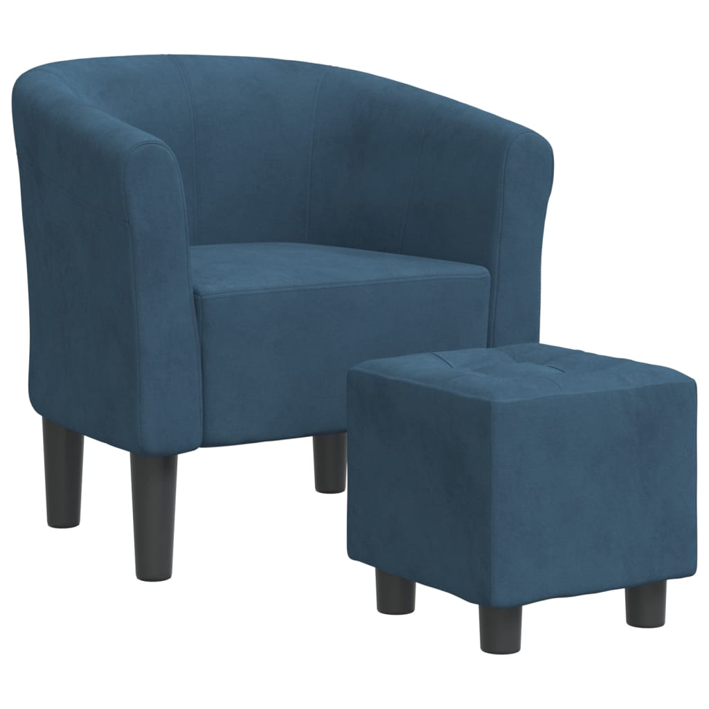 Fauteuil cabriolet avec repose-pied bleu foncé velours - XIOS