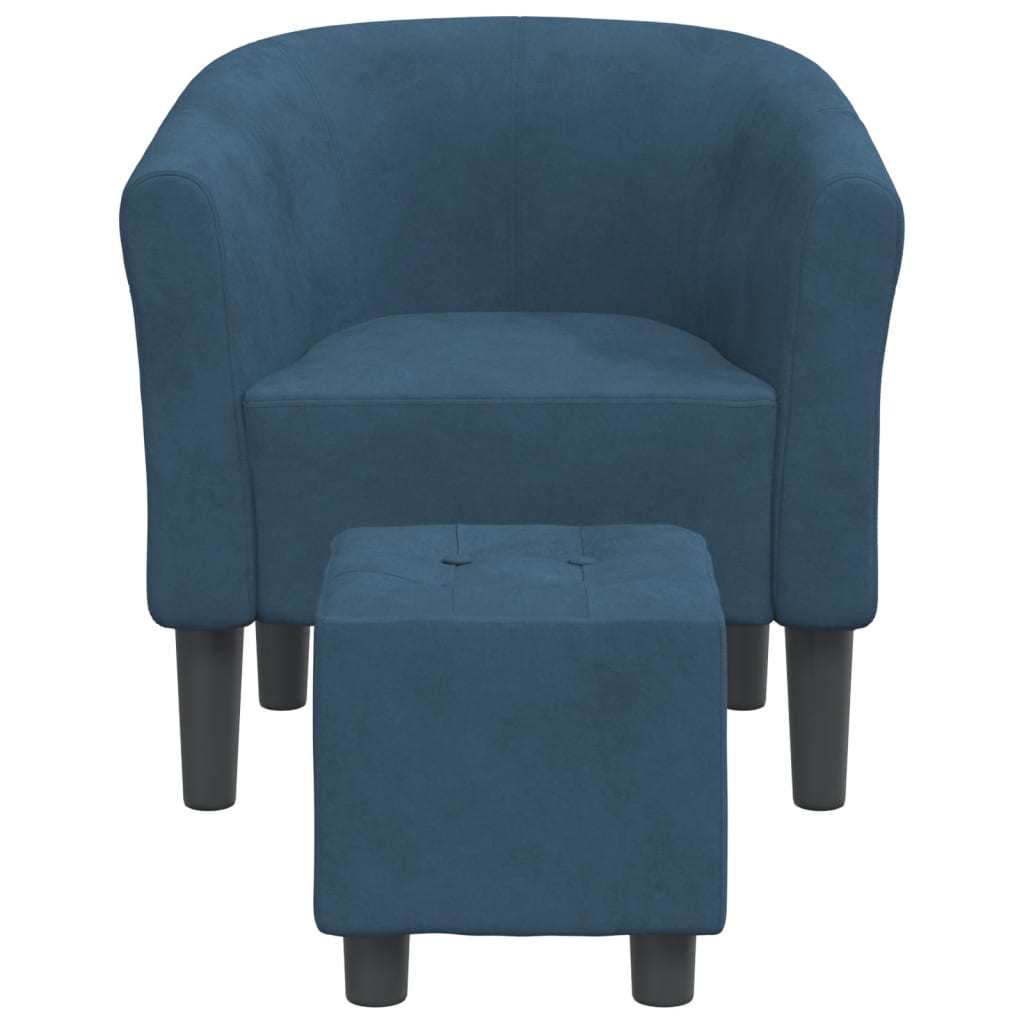 Fauteuil cabriolet avec repose-pied bleu foncé velours - XIOS