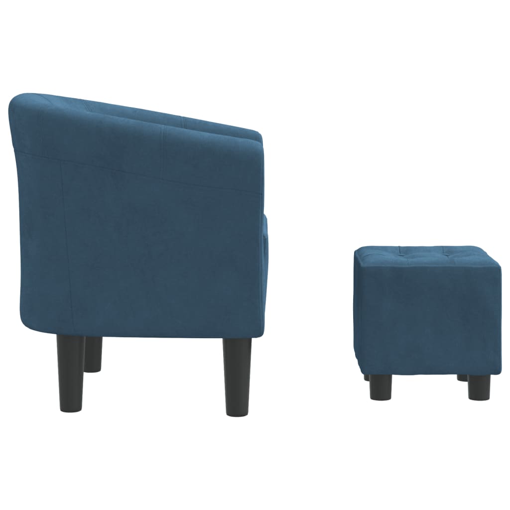 Fauteuil cabriolet avec repose-pied bleu foncé velours - XIOS