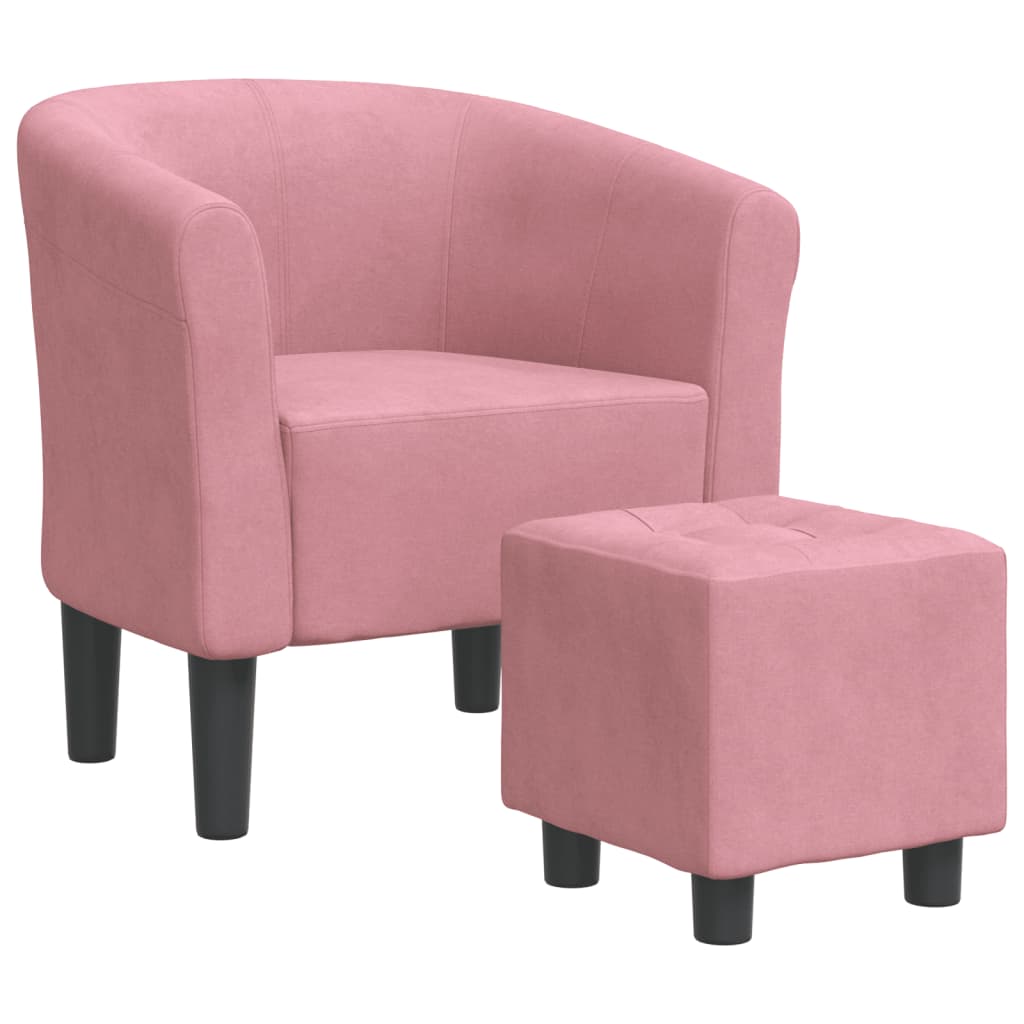 Fauteuil cabriolet avec repose-pied rose velours - XIOS