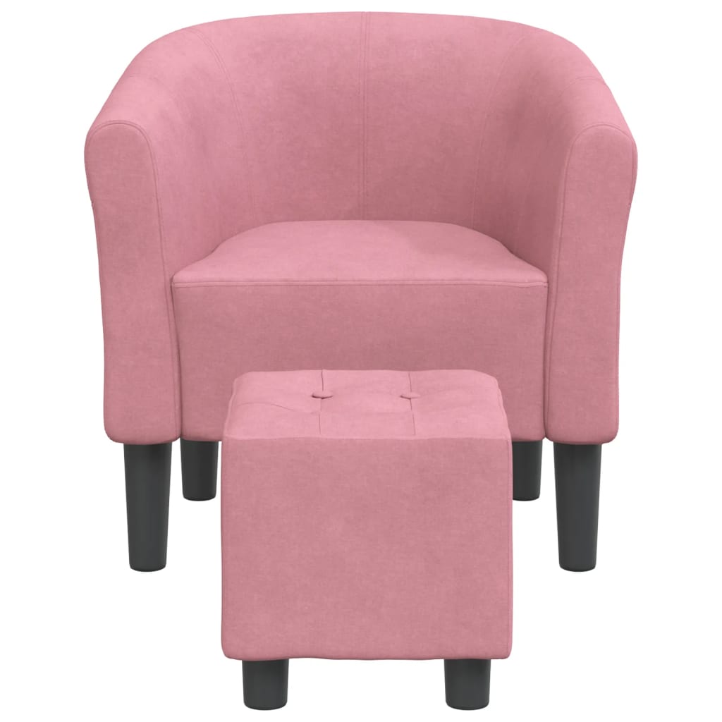 Fauteuil cabriolet avec repose-pied rose velours - XIOS