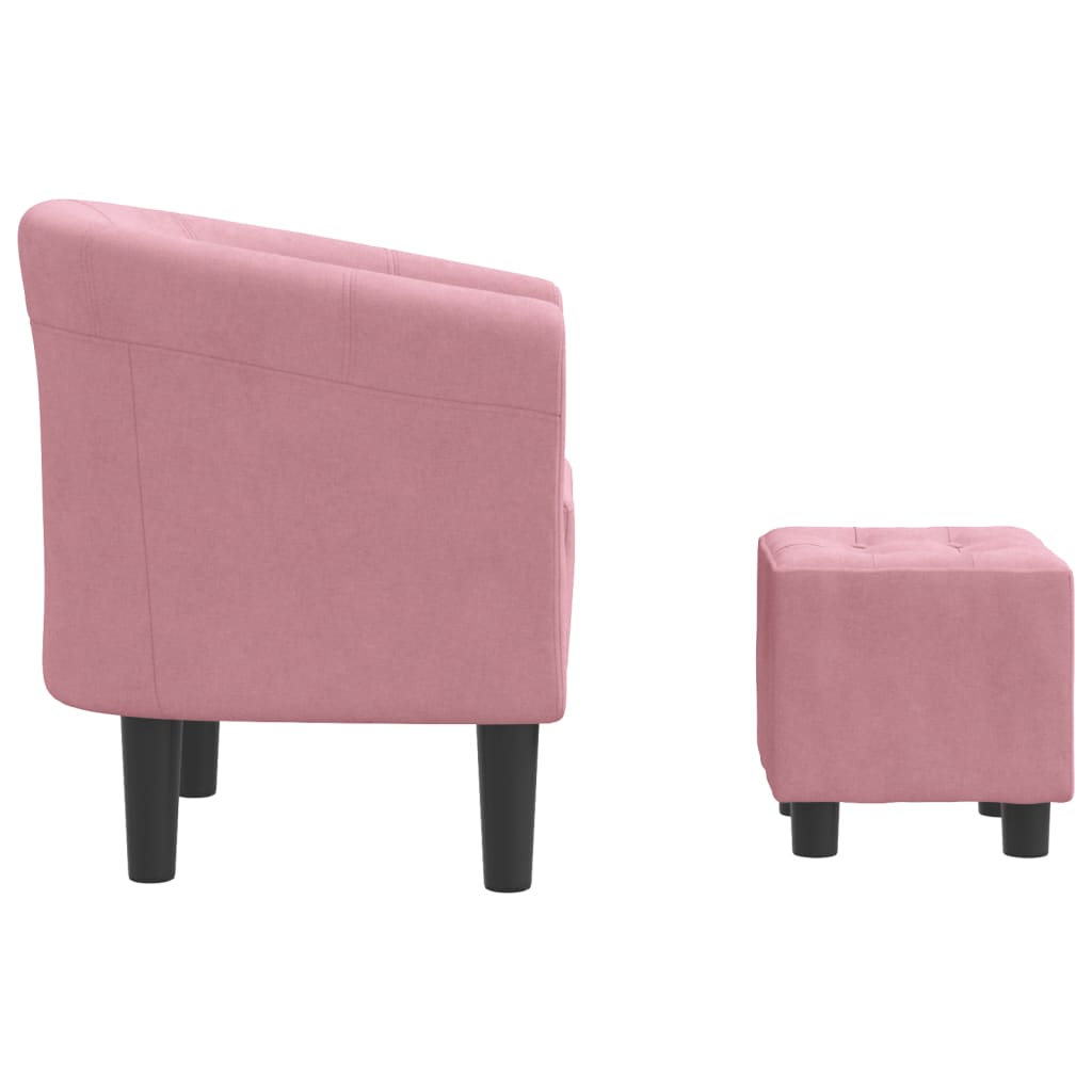 Fauteuil cabriolet avec repose-pied rose velours - XIOS