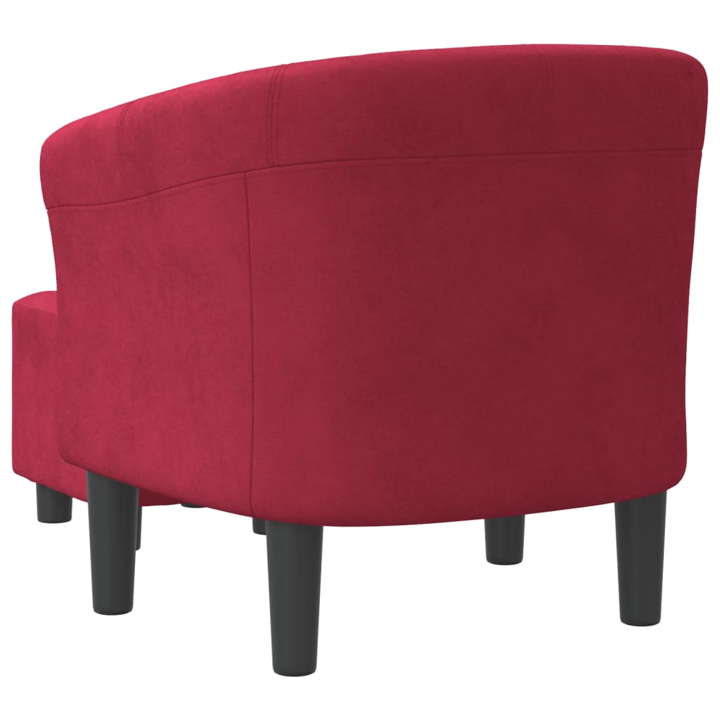 Fauteuil cabriolet avec repose-pied rouge bordeaux velours - XIOS
