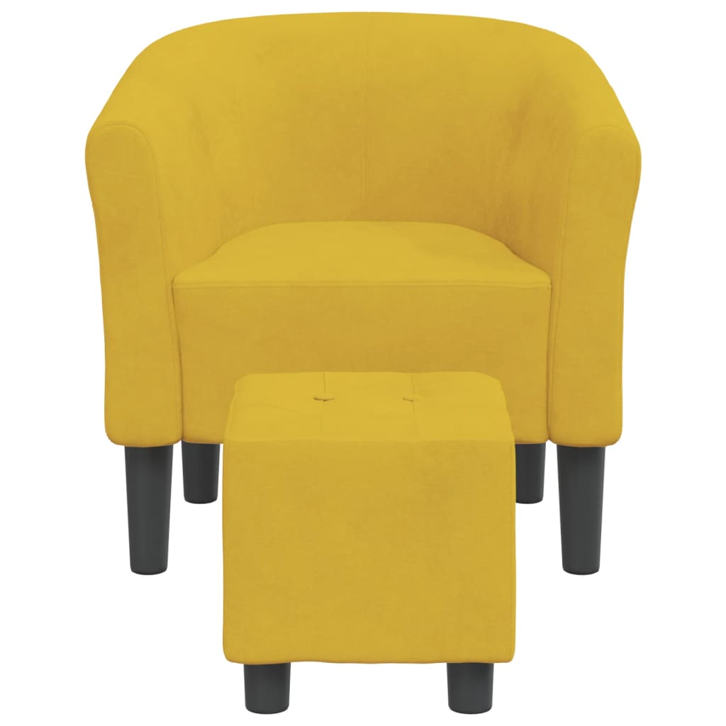 Fauteuil cabriolet avec repose-pied jaune velours - XIOS