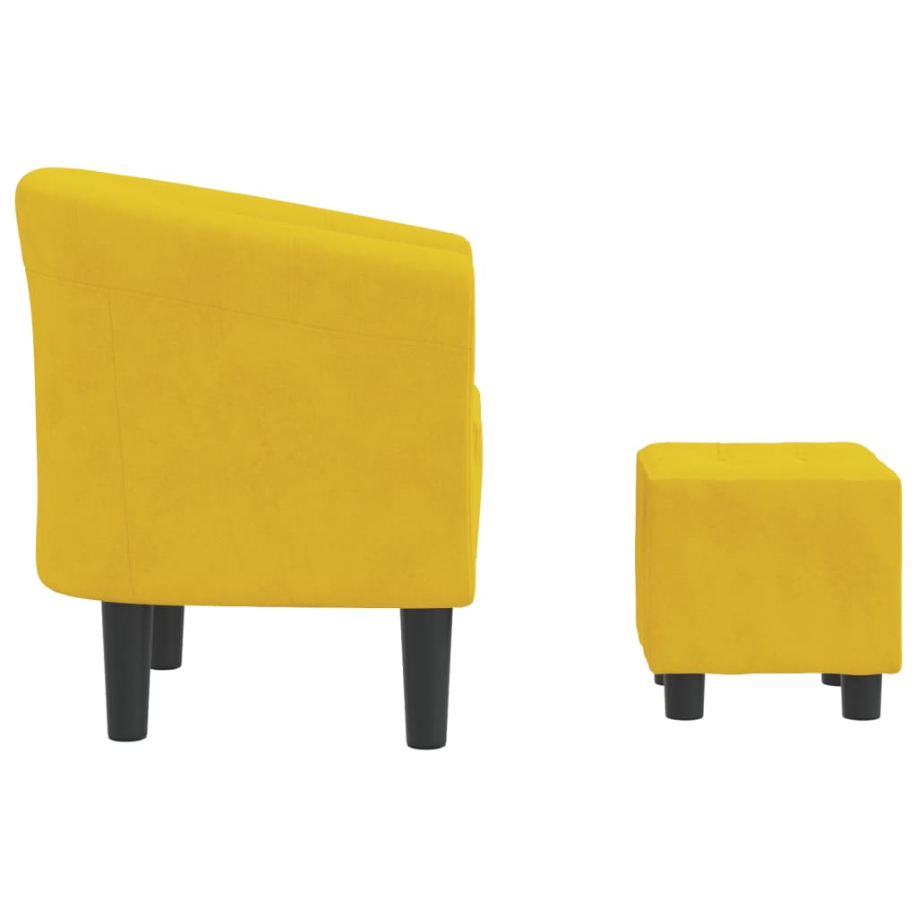 Fauteuil cabriolet avec repose-pied jaune velours - XIOS
