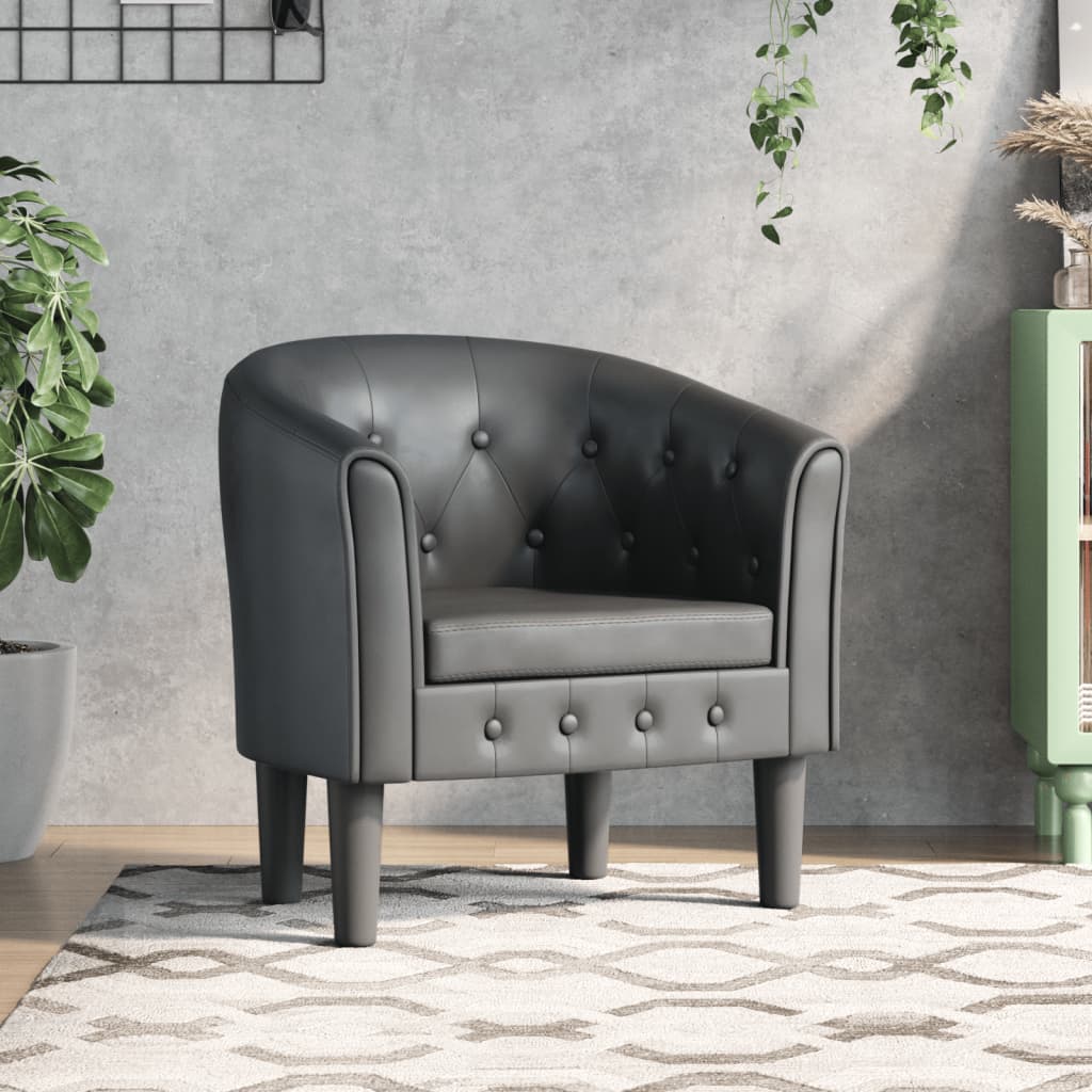 Fauteuil cabriolet gris similicuir - XIOS