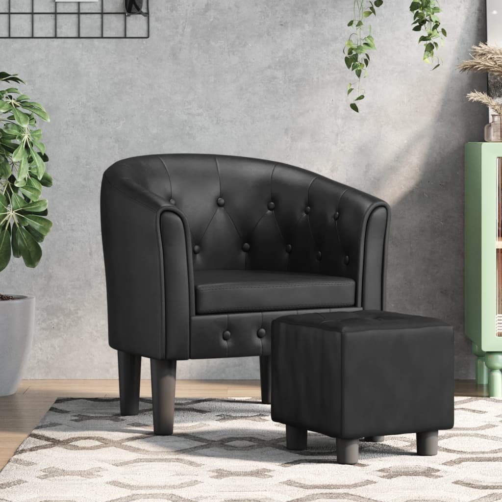 Chaise cabriolet avec repose-pied noir similicuir - XIOS