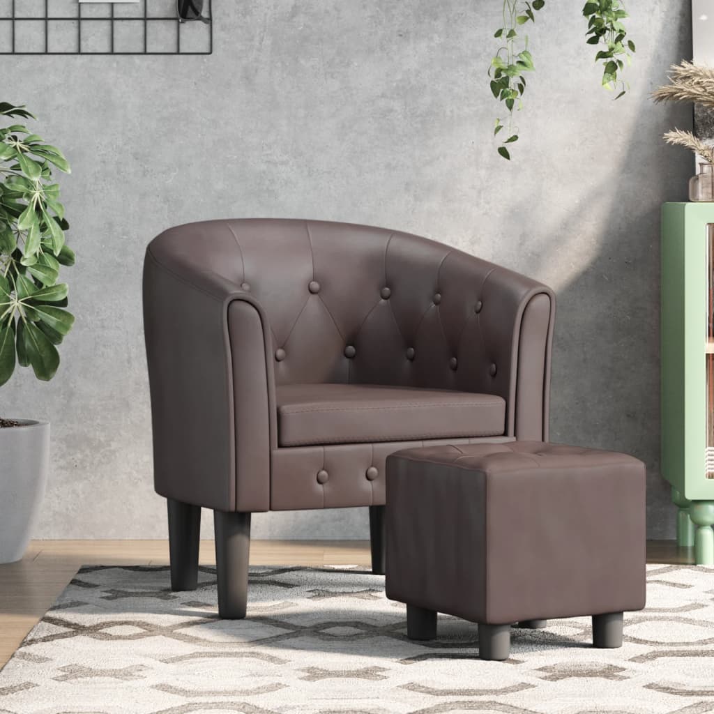 Chaise cabriolet avec repose-pied marron similicuir - XIOS