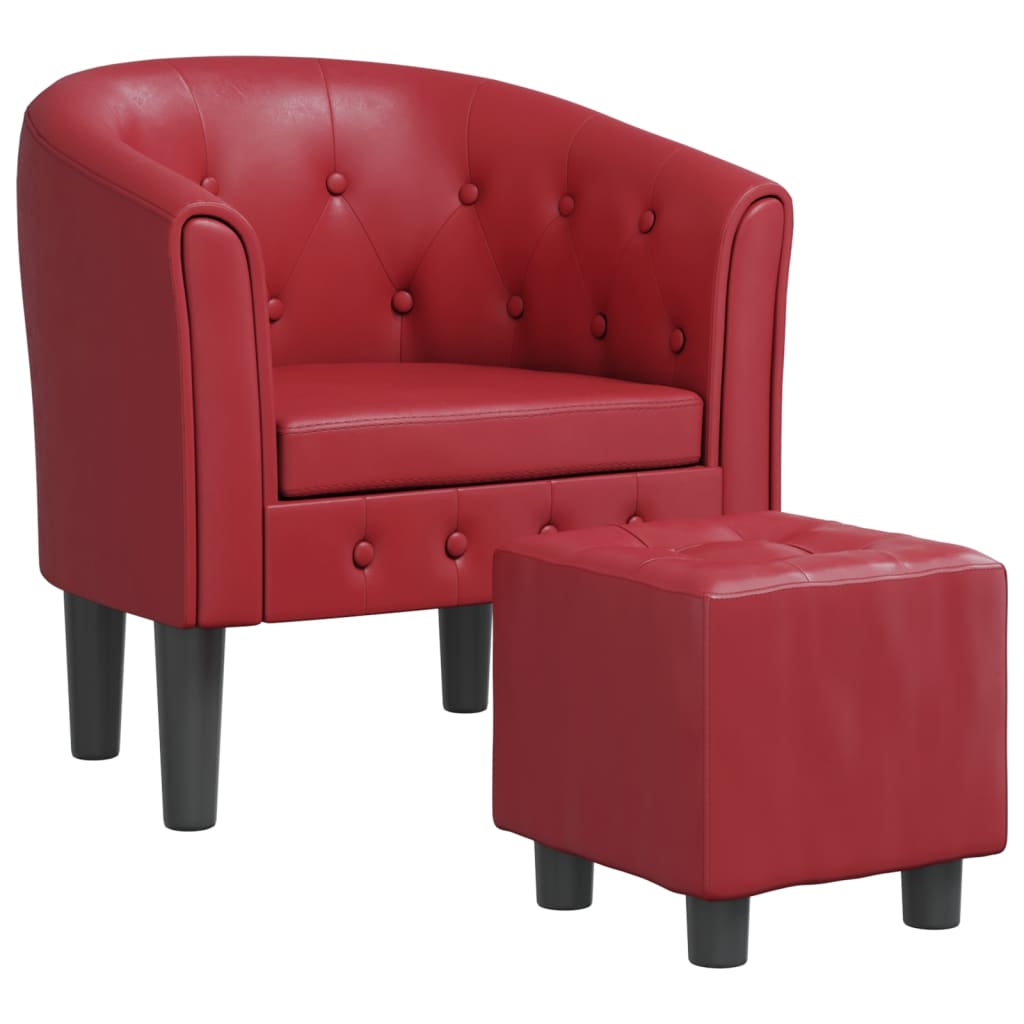 Chaise cabriolet avec repose-pied rouge bordeaux similicuir - XIOS