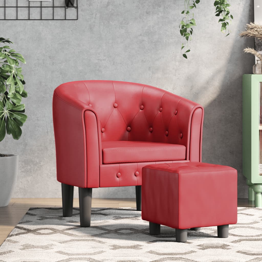 Chaise cabriolet avec repose-pied rouge bordeaux similicuir - XIOS