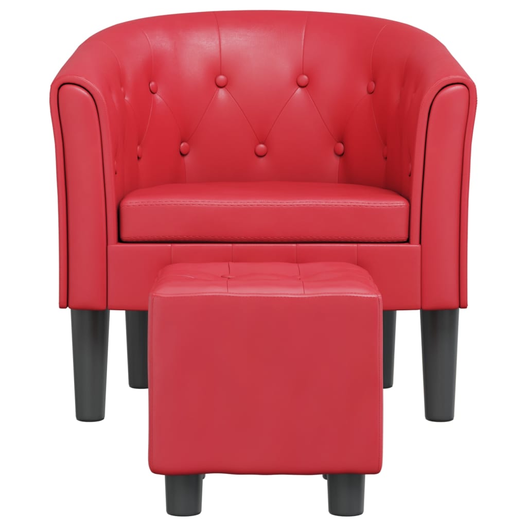 Chaise cabriolet avec repose-pied rouge similicuir - XIOS