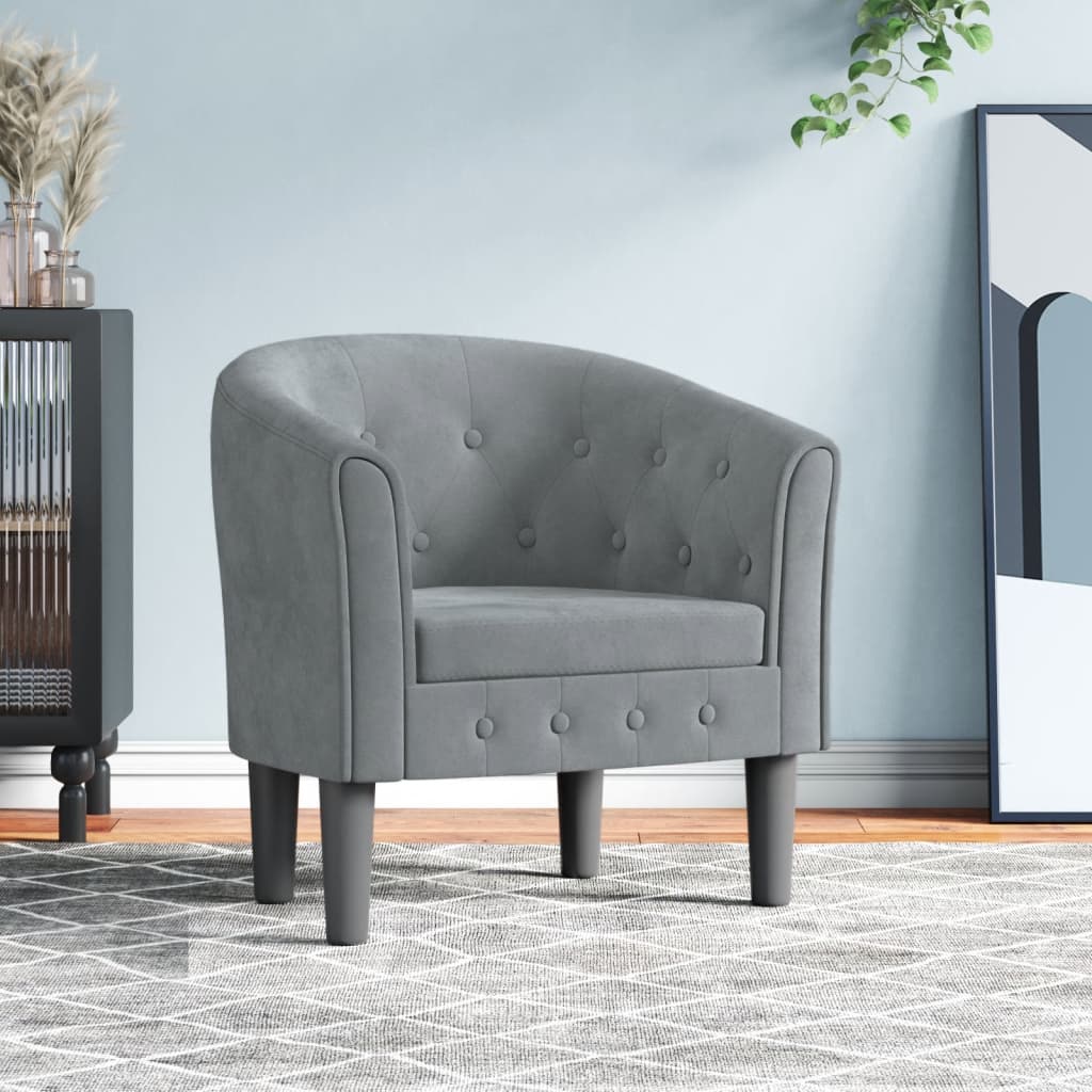 Fauteuil cabriolet gris foncé velours - XIOS