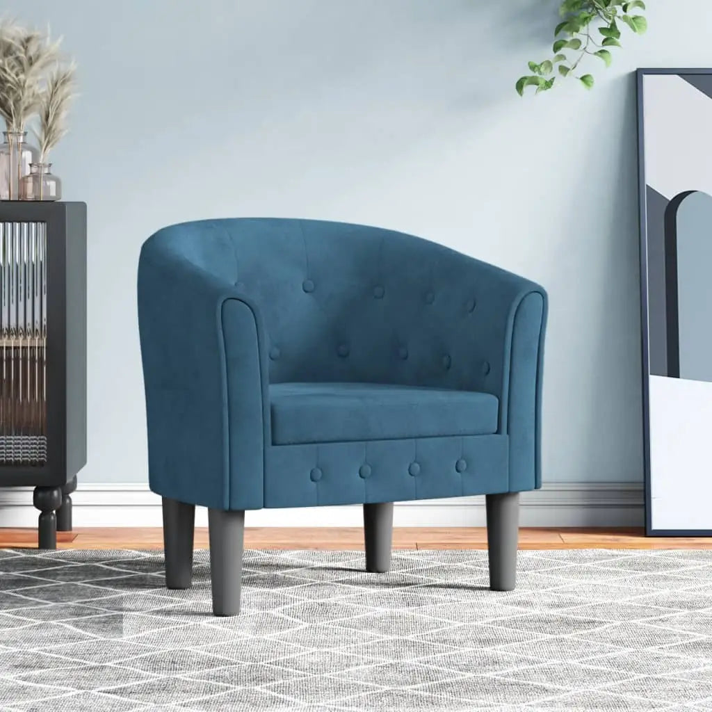 Chaise cabriolet bleu foncé velours - XIOS