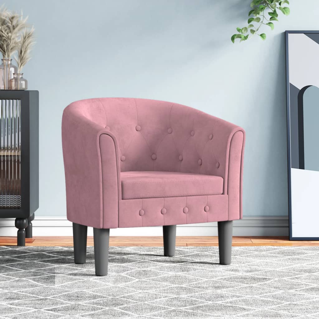 Fauteuil rose velours - XIOS
