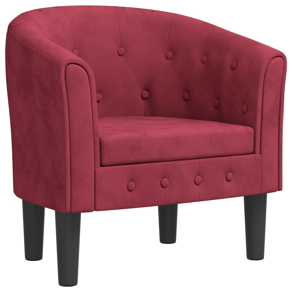 Fauteuil cabriolet rouge bordeaux velours - XIOS