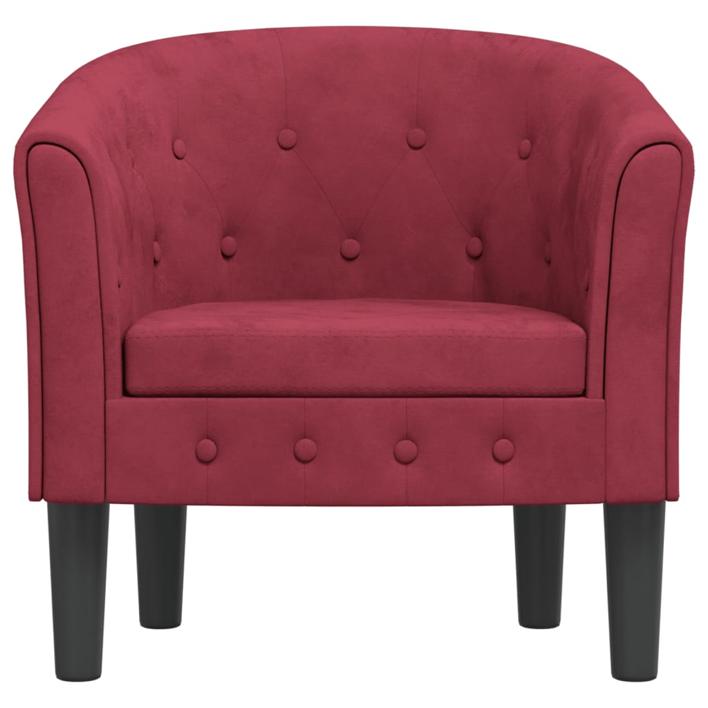 Fauteuil cabriolet rouge bordeaux velours - XIOS