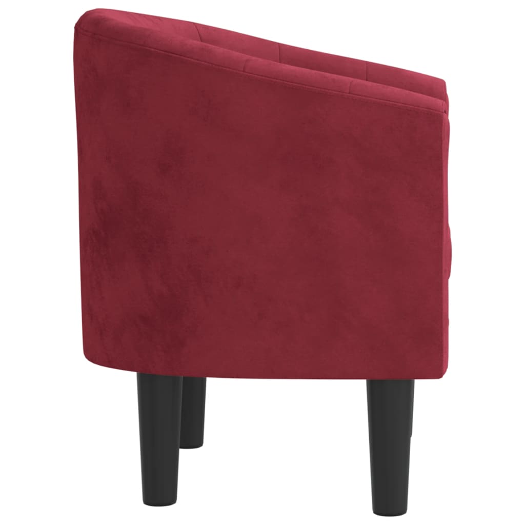 Fauteuil cabriolet rouge bordeaux velours - XIOS