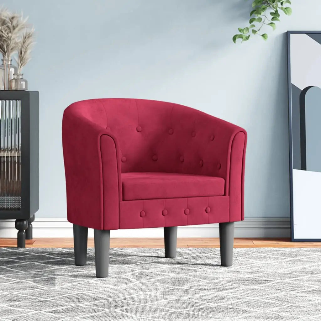 Fauteuil rouge bordeaux velours - XIOS