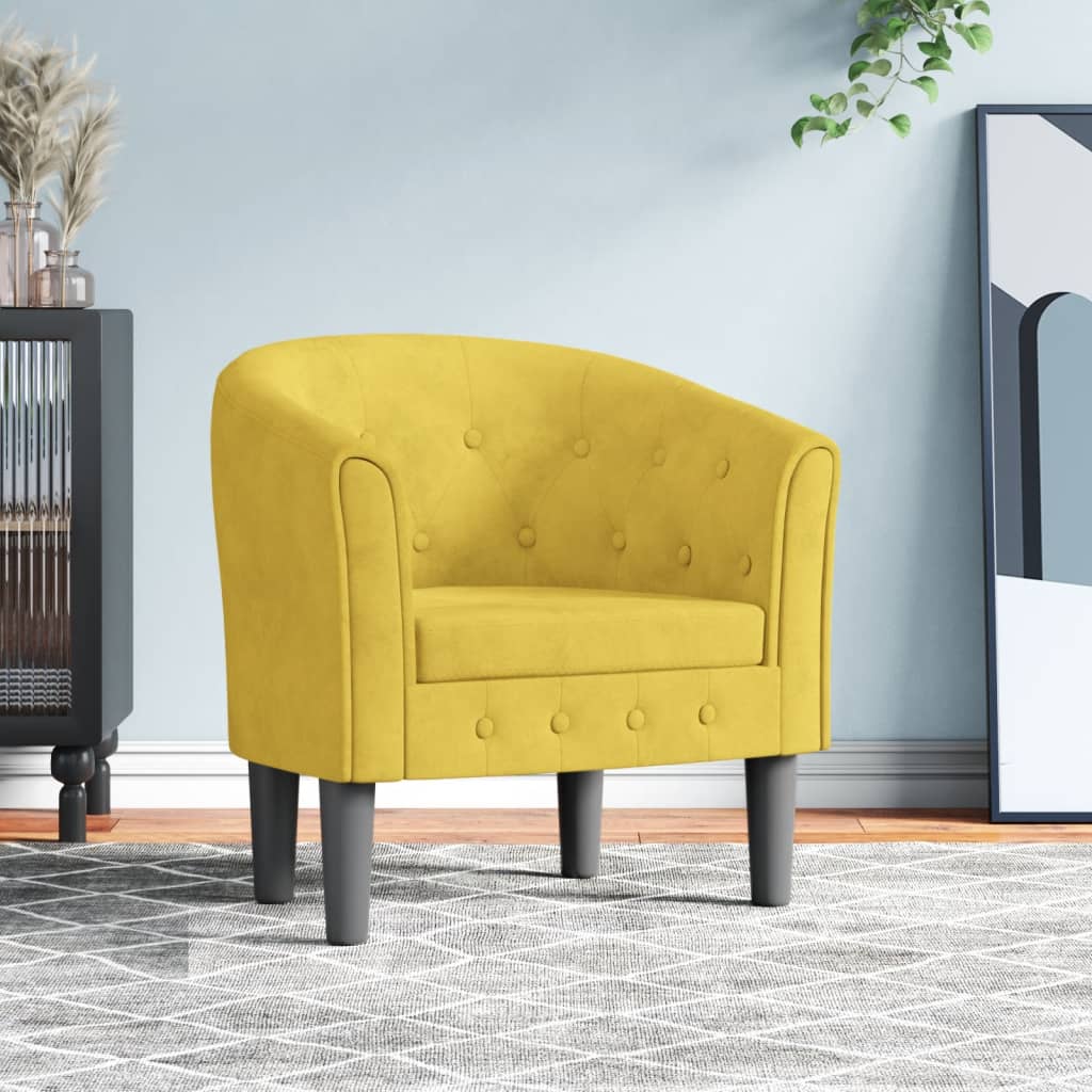 Fauteuil cabriolet jaune velours - XIOS