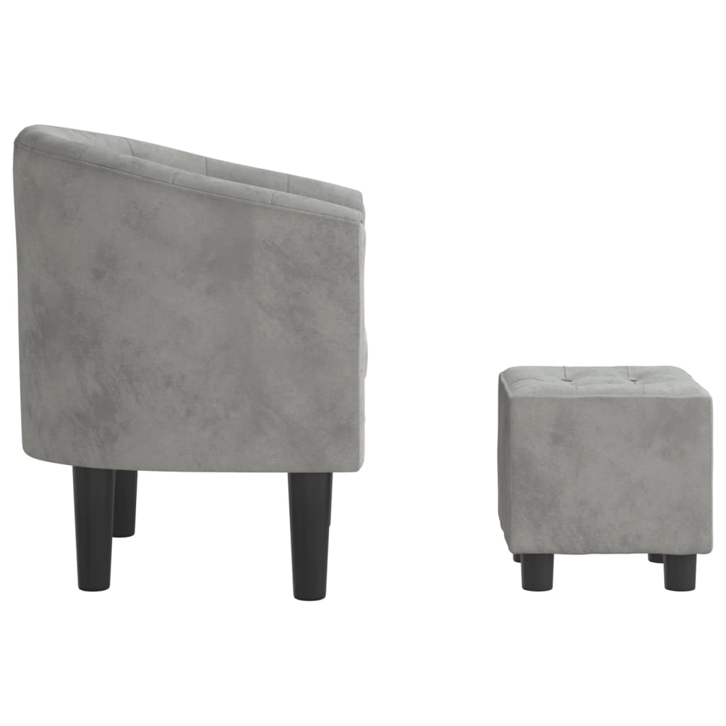 Fauteuil avec repose-pied gris clair velours - XIOS