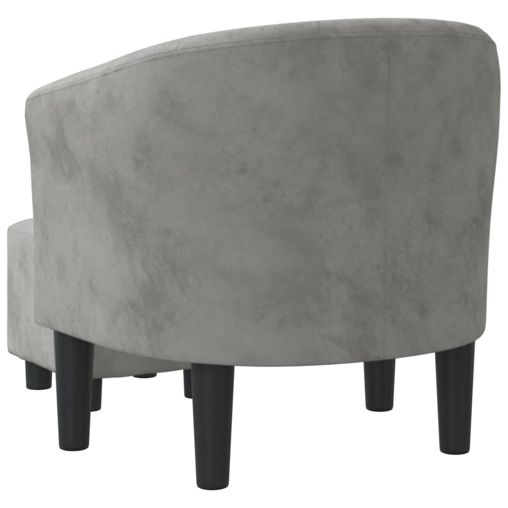 Fauteuil avec repose-pied gris clair velours - XIOS