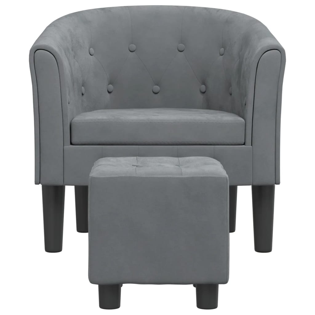 Fauteuil avec repose-pied gris foncé velours - XIOS