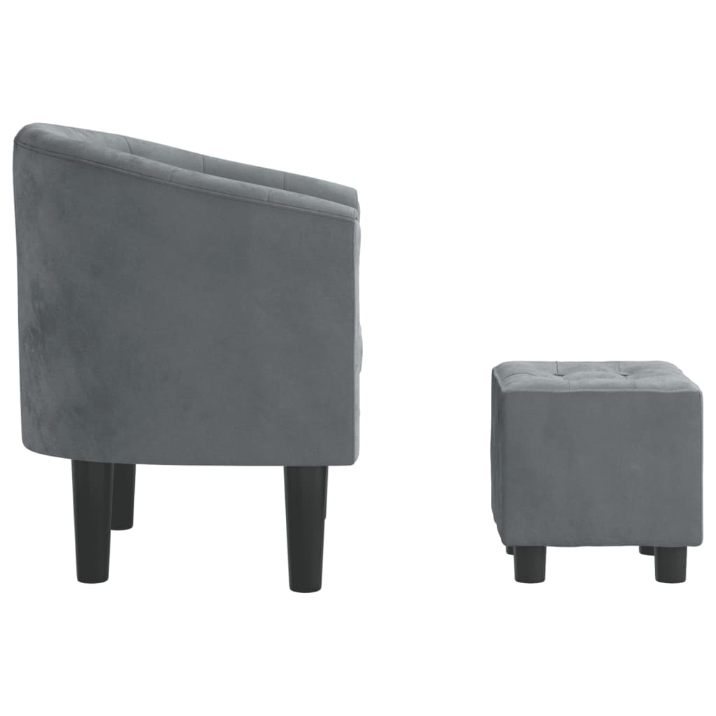 Fauteuil avec repose-pied gris foncé velours - XIOS