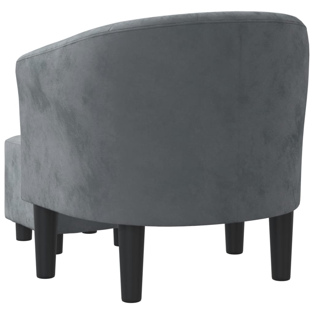 Fauteuil avec repose-pied gris foncé velours - XIOS