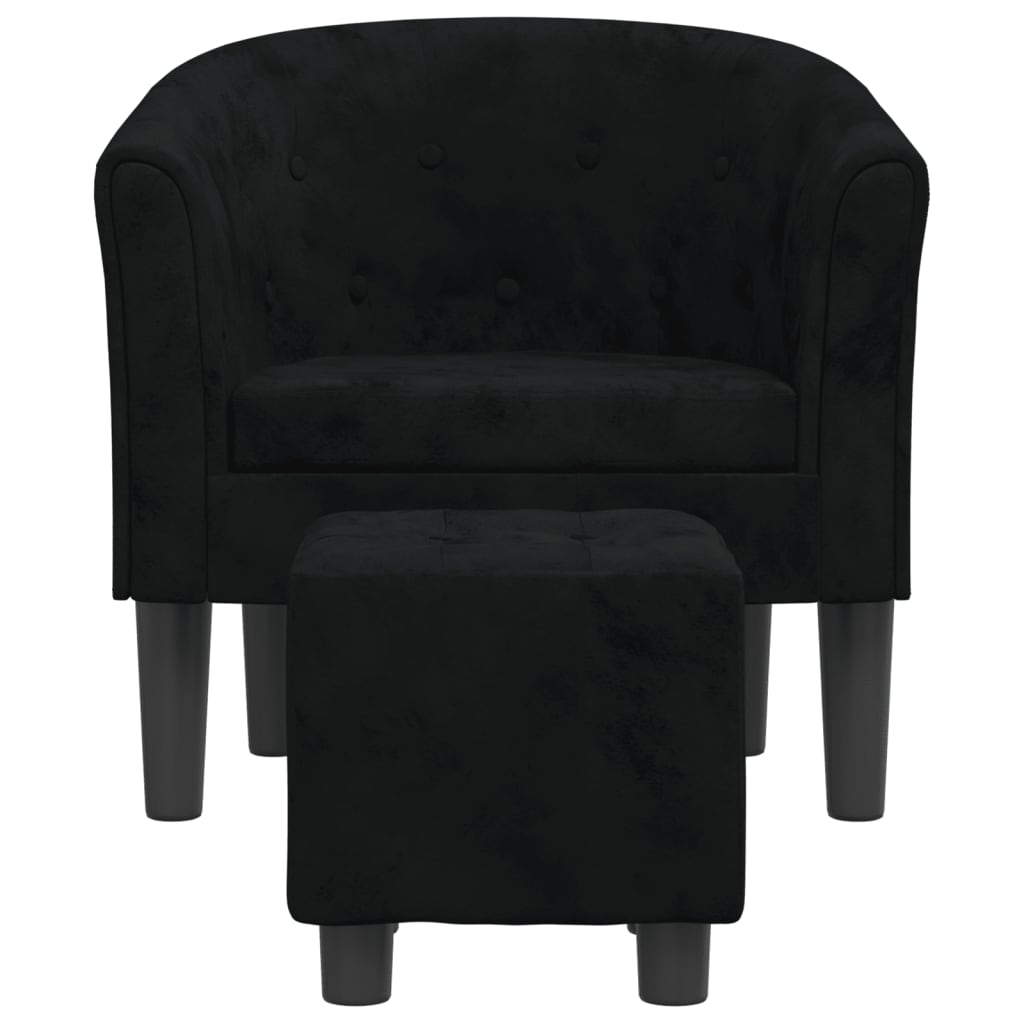 Fauteuil avec repose-pied noir velours - XIOS