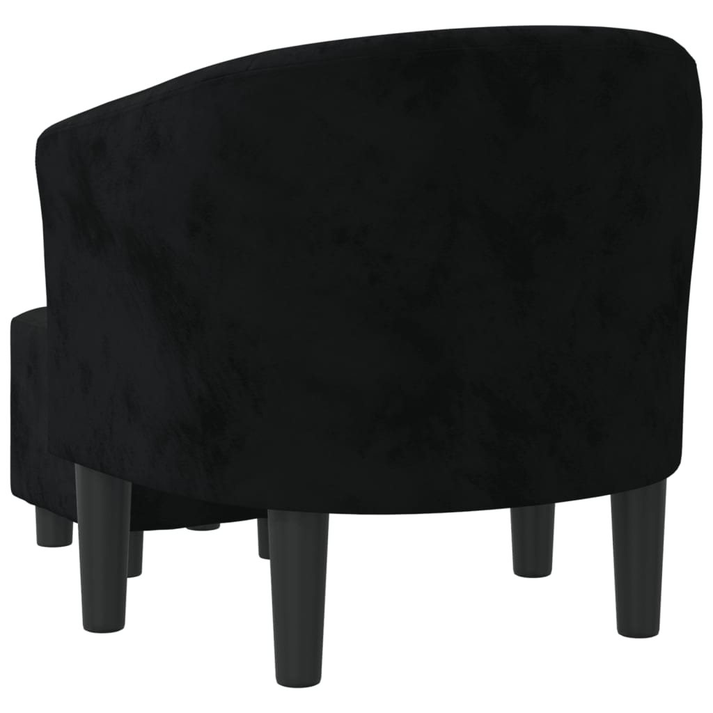 Fauteuil avec repose-pied noir velours - XIOS