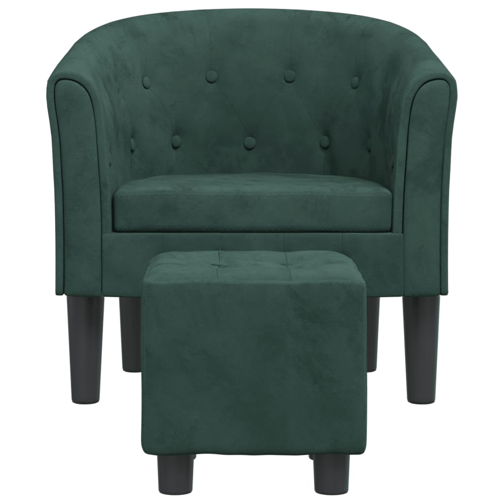 Fauteuil avec repose-pied vert foncé velours - XIOS