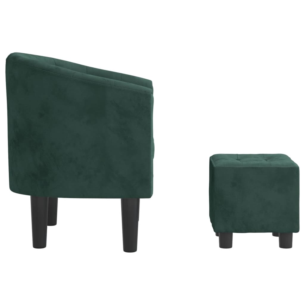 Fauteuil avec repose-pied vert foncé velours - XIOS