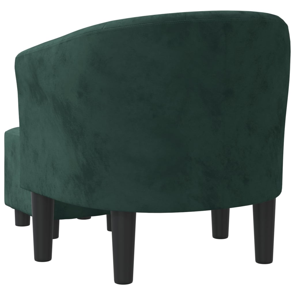 Fauteuil avec repose-pied vert foncé velours - XIOS