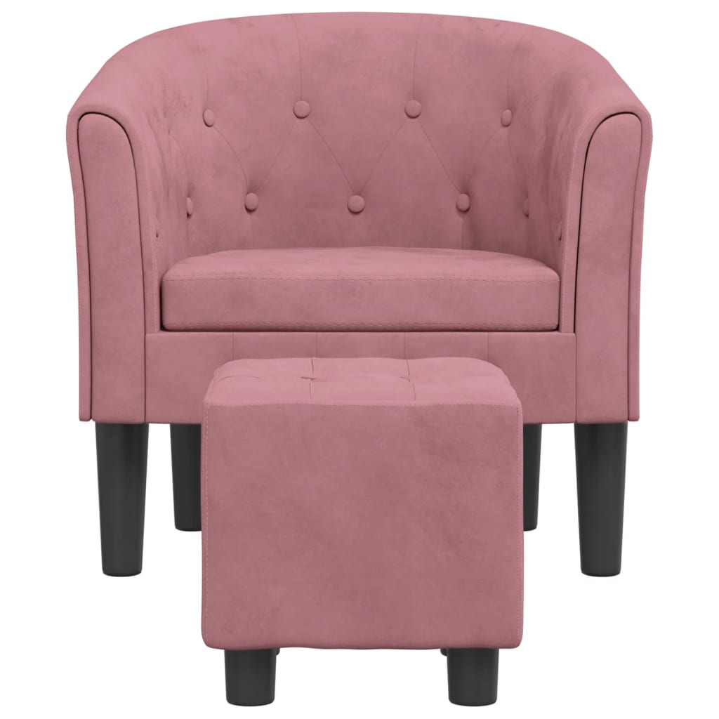 Fauteuil avec repose-pied rose velours - XIOS