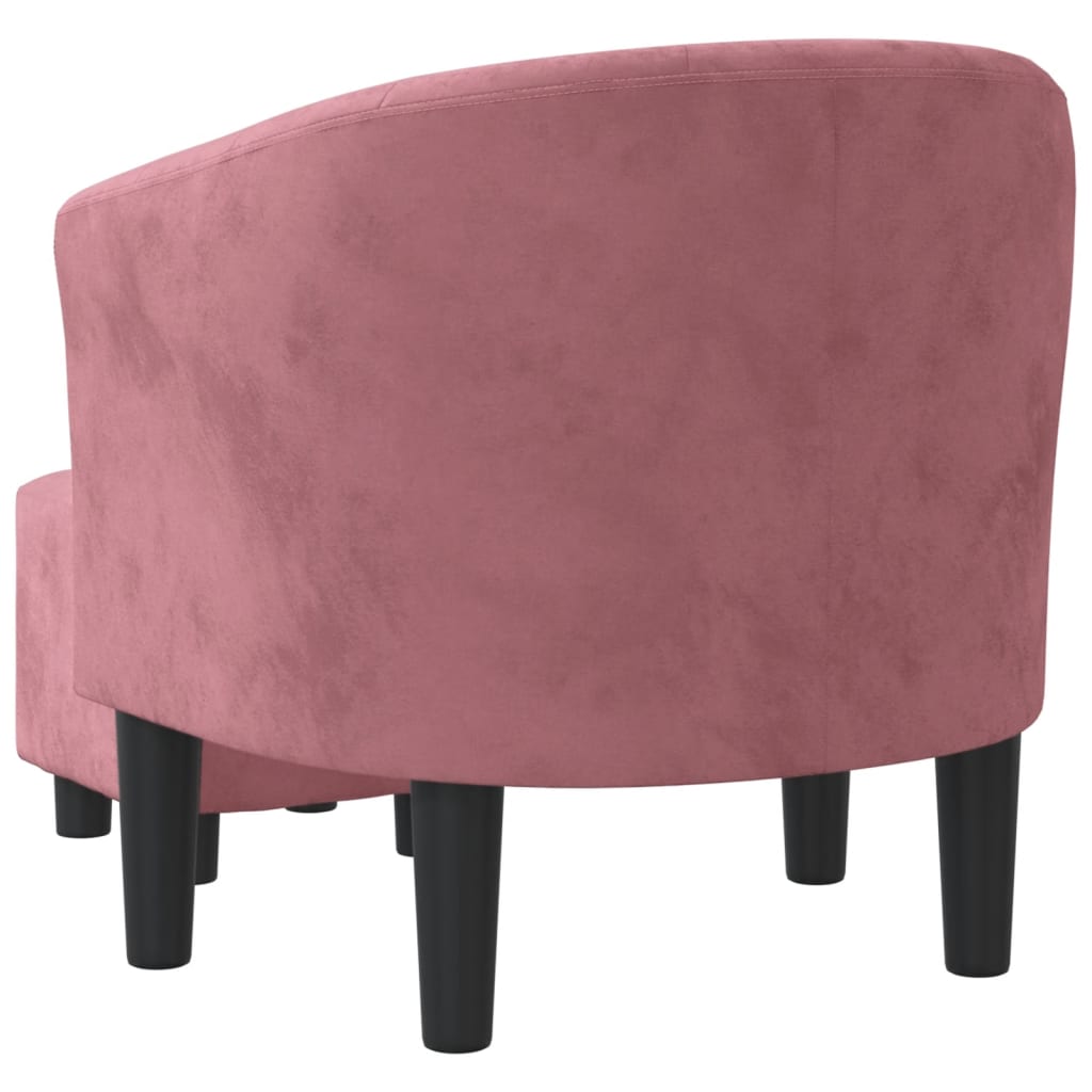 Fauteuil avec repose-pied rose velours - XIOS