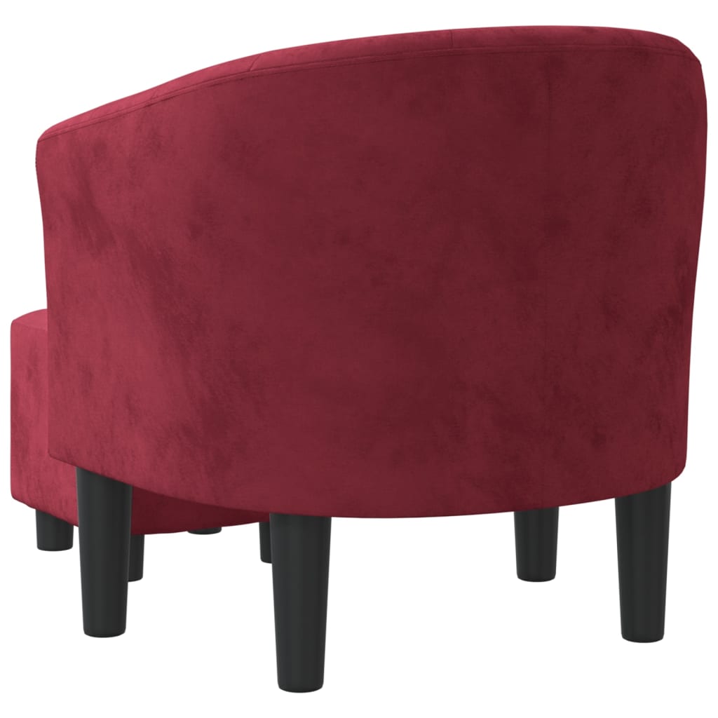 Fauteuil avec repose-pied rouge bordeaux velours - XIOS