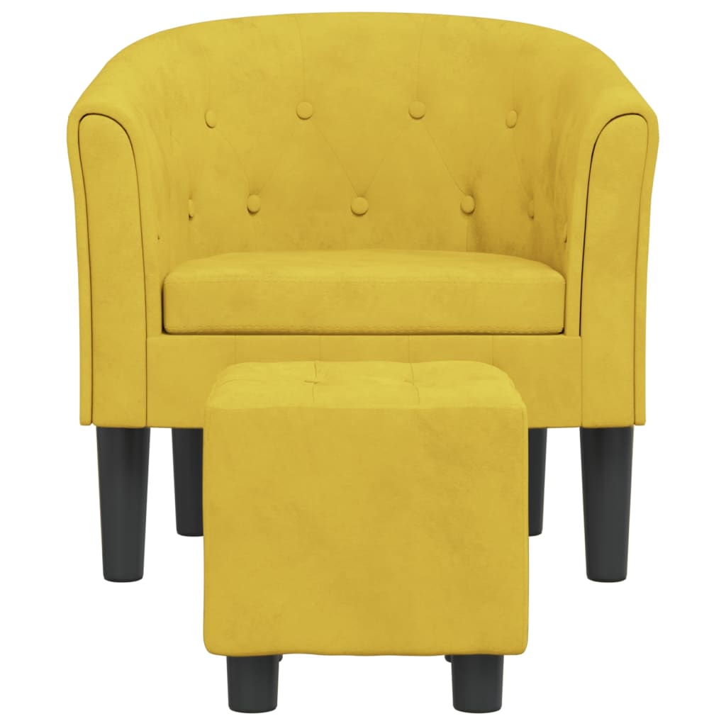 Fauteuil avec repose-pied jaune velours - XIOS