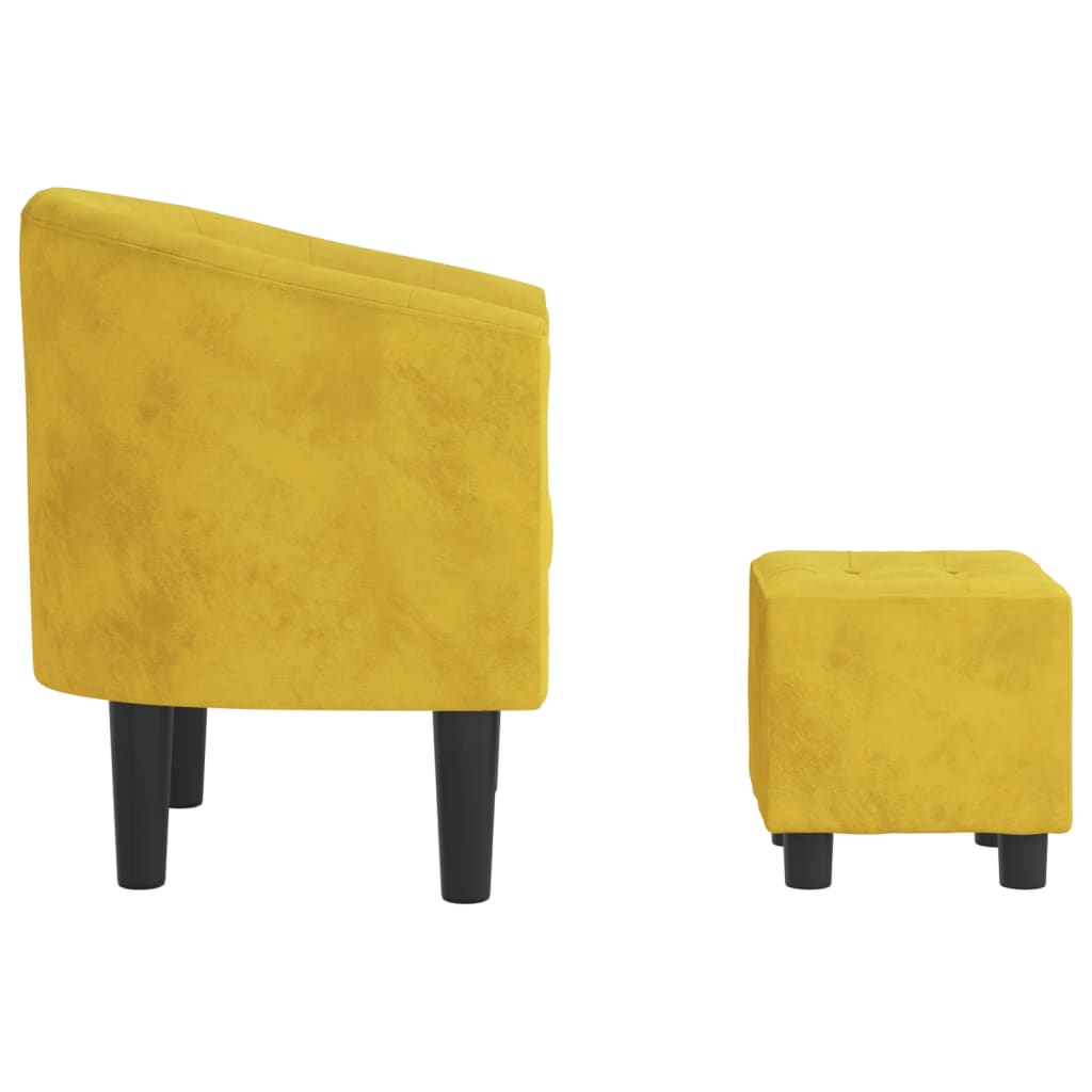 Fauteuil avec repose-pied jaune velours - XIOS