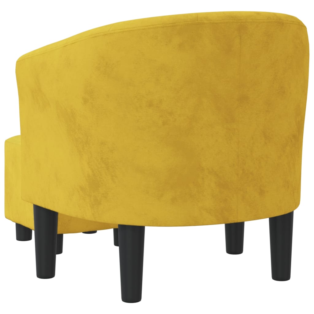 Fauteuil avec repose-pied jaune velours - XIOS