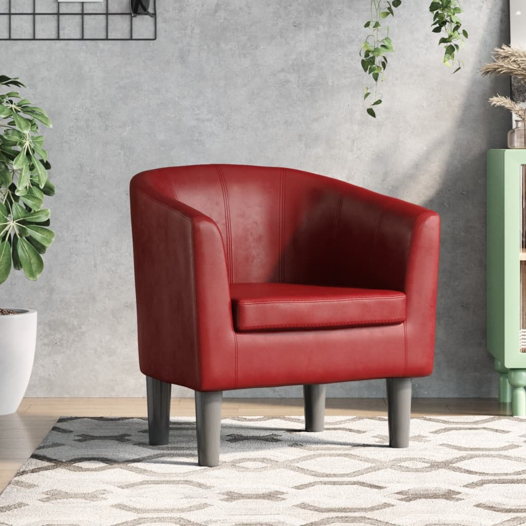 Fauteuil cabriolet rouge bordeaux similicuir - XIOS