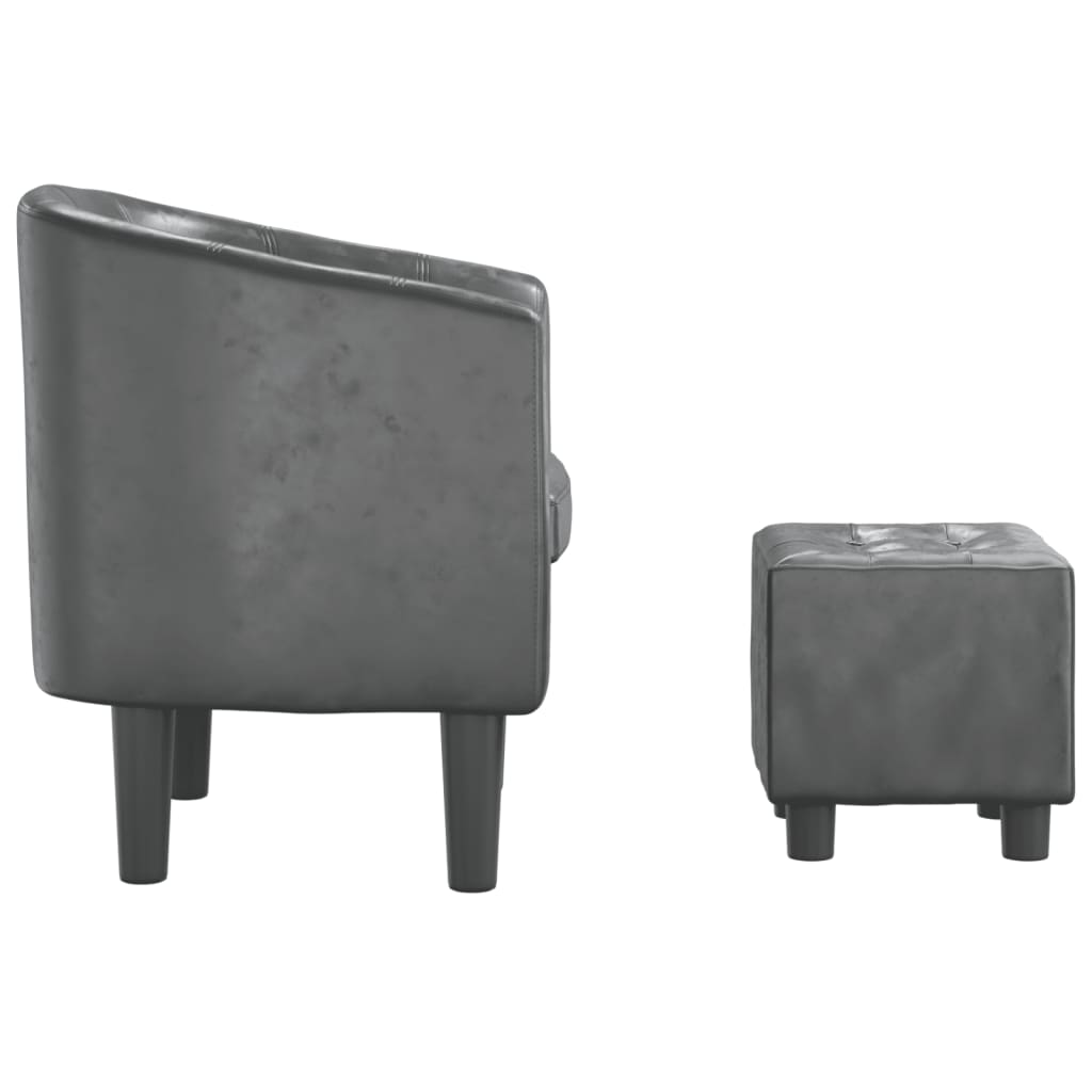 Fauteuil cabriolet avec repose-pied gris similicuir - XIOS