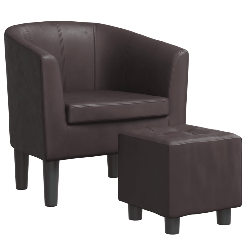 Fauteuil avec repose-pied marron similicuir - XIOS