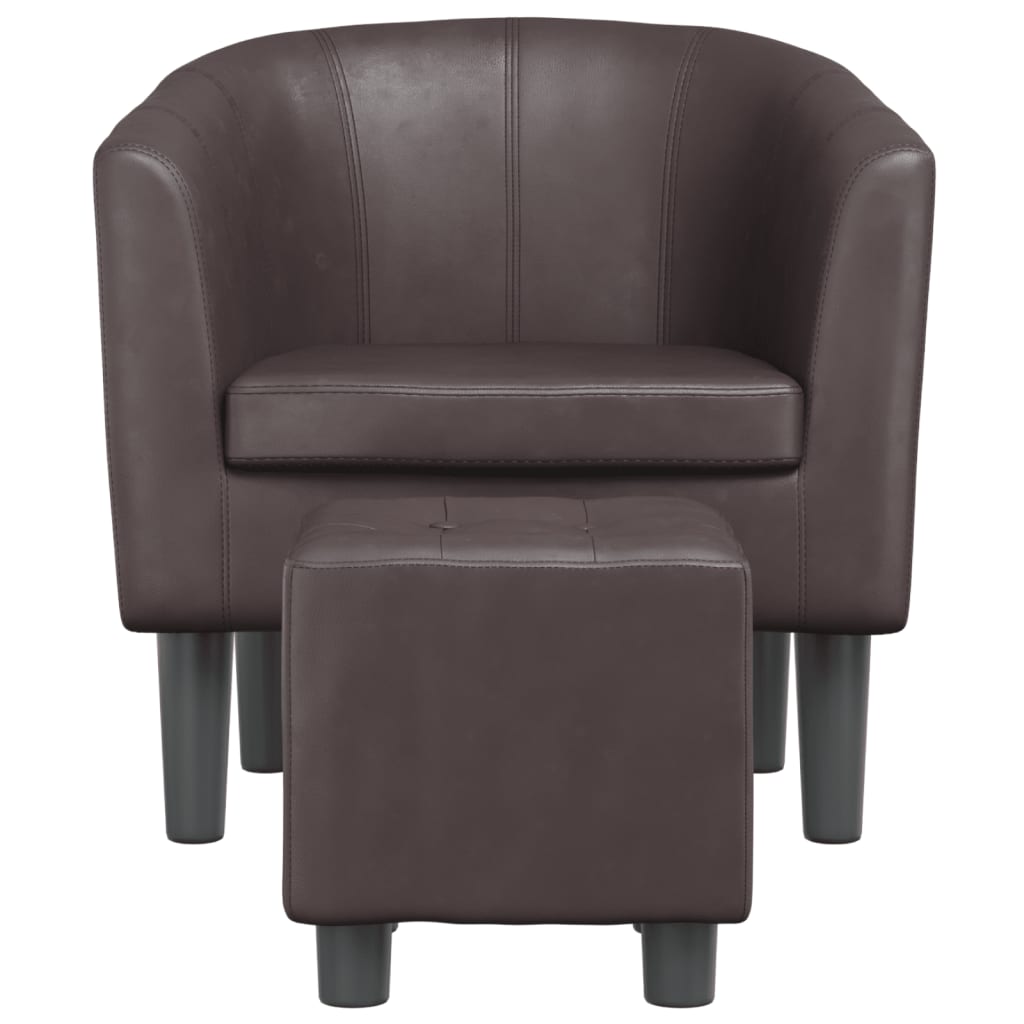 Fauteuil avec repose-pied marron similicuir - XIOS